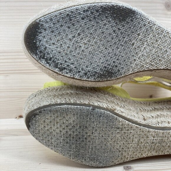 Toms Womens Wedge Sandals Sz 8.5 Yellow Espadrilles Open Toe Platform Vacation - Picture 10 of 12
